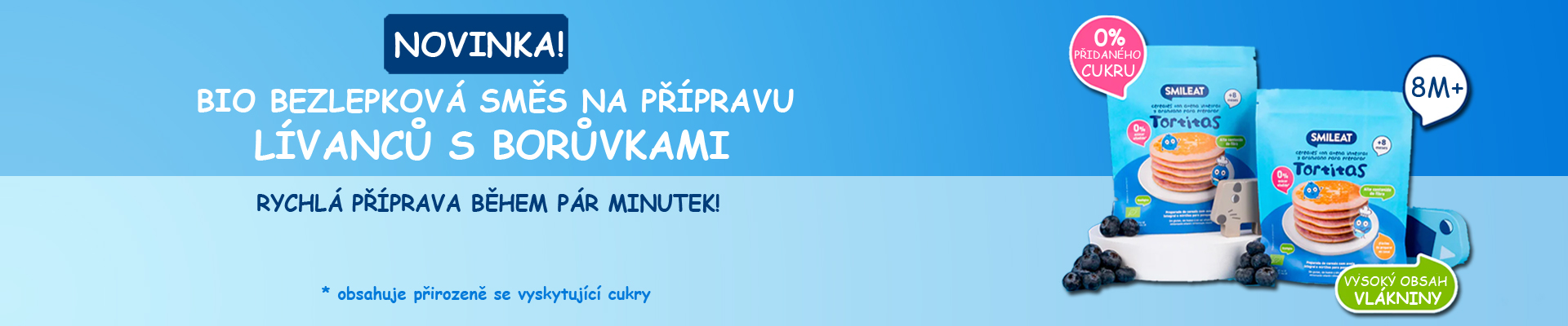 Novinka: BIO bezlepková směs na přípravu lívanců s borůvkami!