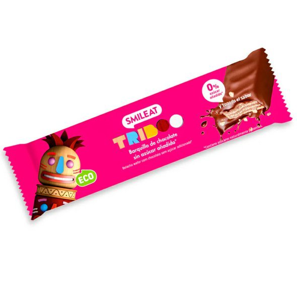 SMILEAT BIO celozrnná oplatka s kakaovou náplní v čokoládové polevě s agáve 30g