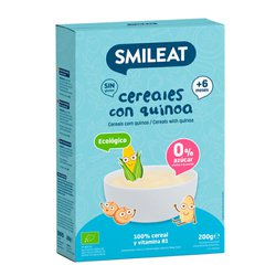 SMILEAT BIO dětská kaše 4 druhy cereálií bez lepku s quinoou a vitaminem B1 6M+ 200g