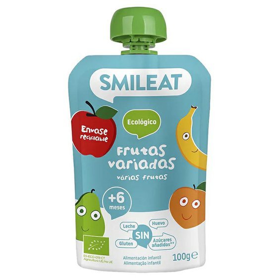 SMILEAT BIO ovocná kapsička broskev, banán, jablko a hruška 6M+ 100g