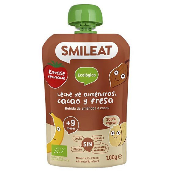 SMILEAT BIO kapsička mandlové mléko, jablko, banán, jahoda, rýže a kakao  9M+ 100g