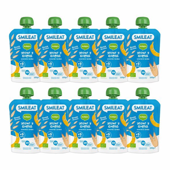 Smileat BIO kapsička řecký jogurt, banán a oves 9M+ 10 x 100g