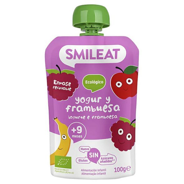 SMILEAT BIO kapsička řecký jogurt, jablko, banán, malina a rýže 9M+100g