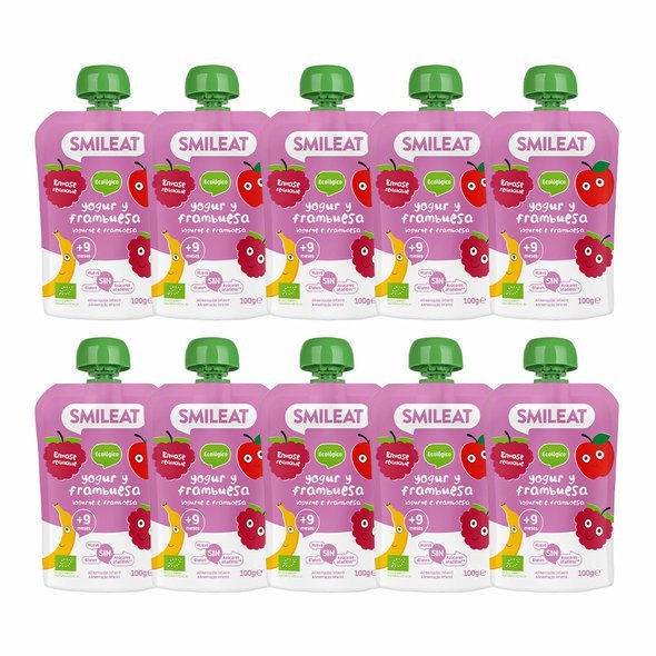 Smileat BIO kapsička řecký jogurt, jablko, banán, malina a rýže 9M+ 10 x 100g