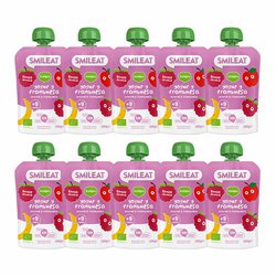 Smileat BIO kapsička řecký jogurt, jablko, banán, malina a rýže 9M+ 10 x 100g