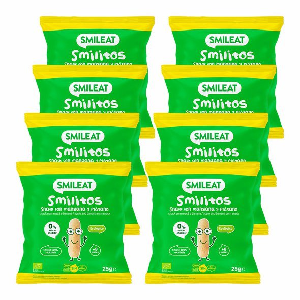 BIO kukuřičné křupky banán a jablko s panenským olivovým olejem a vitaminem B1 8M+ 8x25g