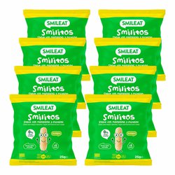 BIO kukuřičné křupky banán a jablko s panenským olivovým olejem a vitaminem B1 8M+ 8x25g