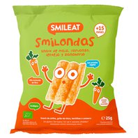 Smileat BIO kukuřičné křupky cizrna, čočka, mrkev s olivovým olejem a vitamínem B1 15M+