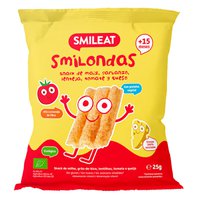 Smileat BIO kukuřičné křupky cizrna, čočka, rajče a sýr s olivovým olejem a vitaminem B1 1
