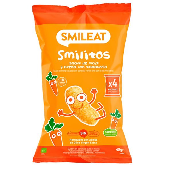 Smileat BIO kukuřičné křupky oves, mrkev s panenským olivovým olejem a vitaminem B1 8M+