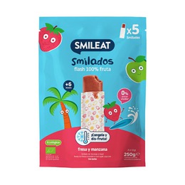Smileat BIO 100% ovocné zmrzlinky k zamražení jahoda & jablko 5ks 6M+ 250g
