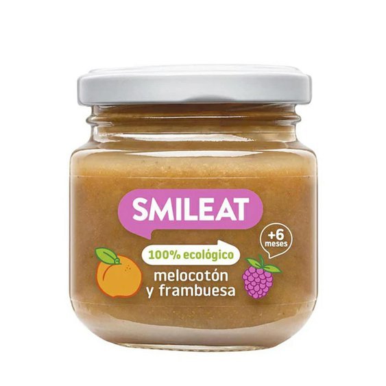 Smileat BIO ovocný příkrm broskev, banán, huška a maliny 6M+ 130g