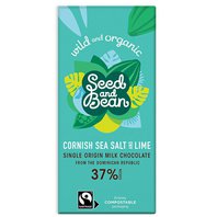 Seed&Bean BIO mléčná čokoláda s mořskou solí a limetkou 85g. Fairtrade čokoláda.